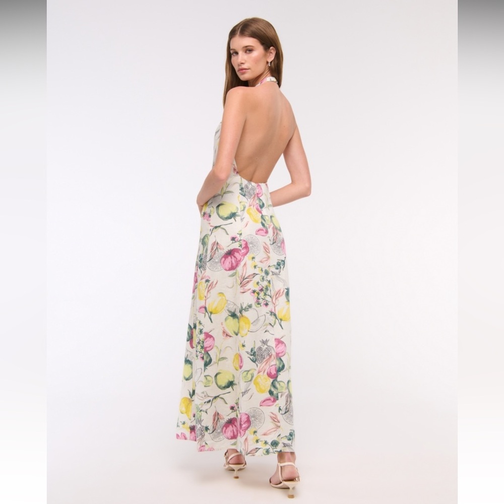 Premium Linen High-Neck Maxi Dress